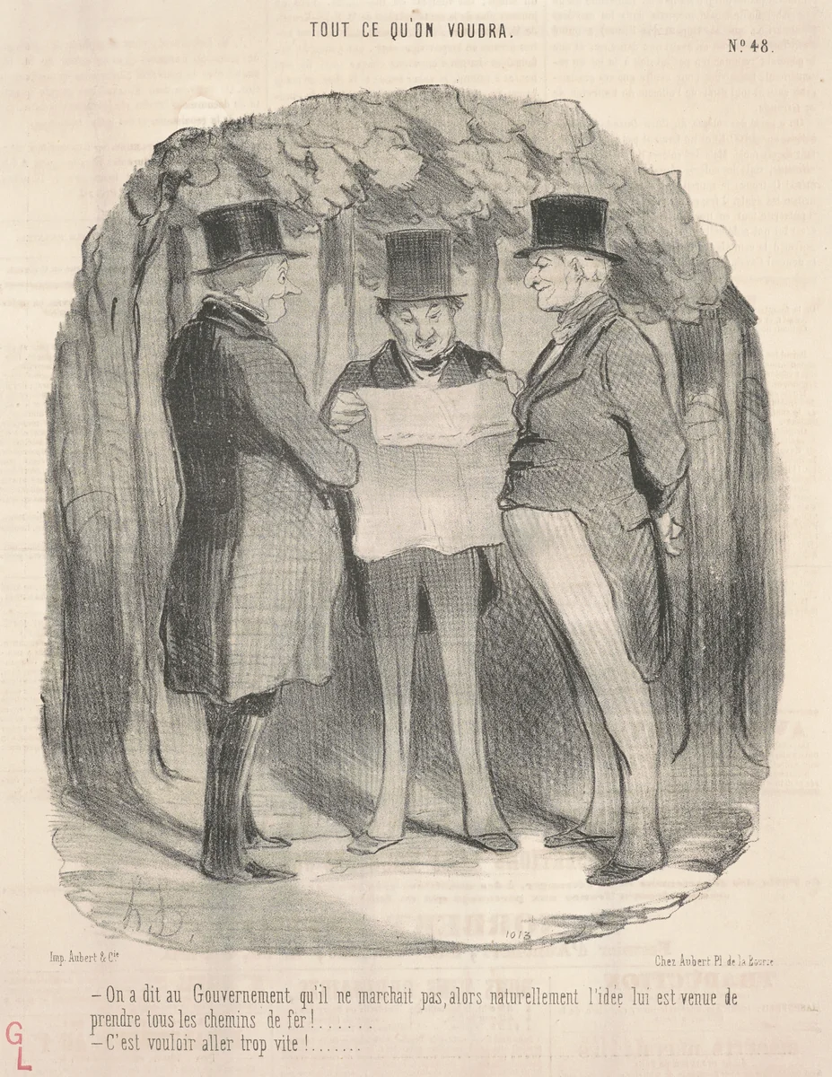 On a dit au gouvernement qu'il ne marchait pas ... by Honoré Daumier, print, 1848