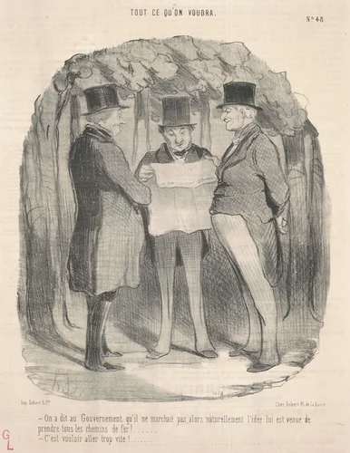 On a dit au gouvernement qu'il ne marchait pas ... by Honoré Daumier, print, 1848