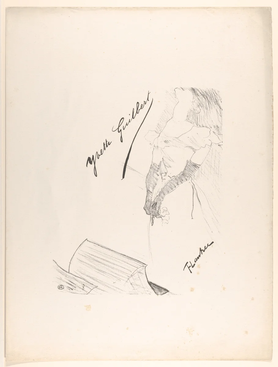 Frontispiece - Yvette Guilbert before the Prompter's Box by Henri de Toulouse-Lautrec, print, 1898