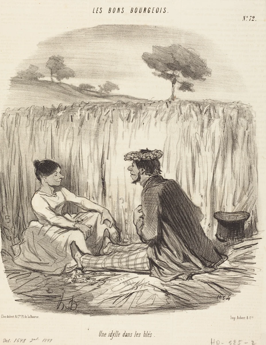 Une Idylle dans les blés by Honoré Daumier, print, 1847