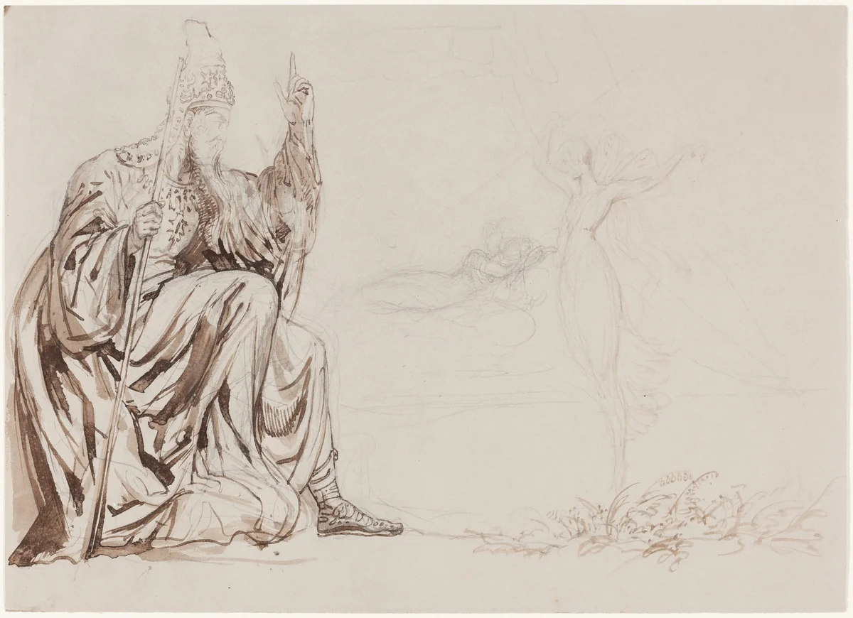A Magician by George Hayter, drawing, 1826