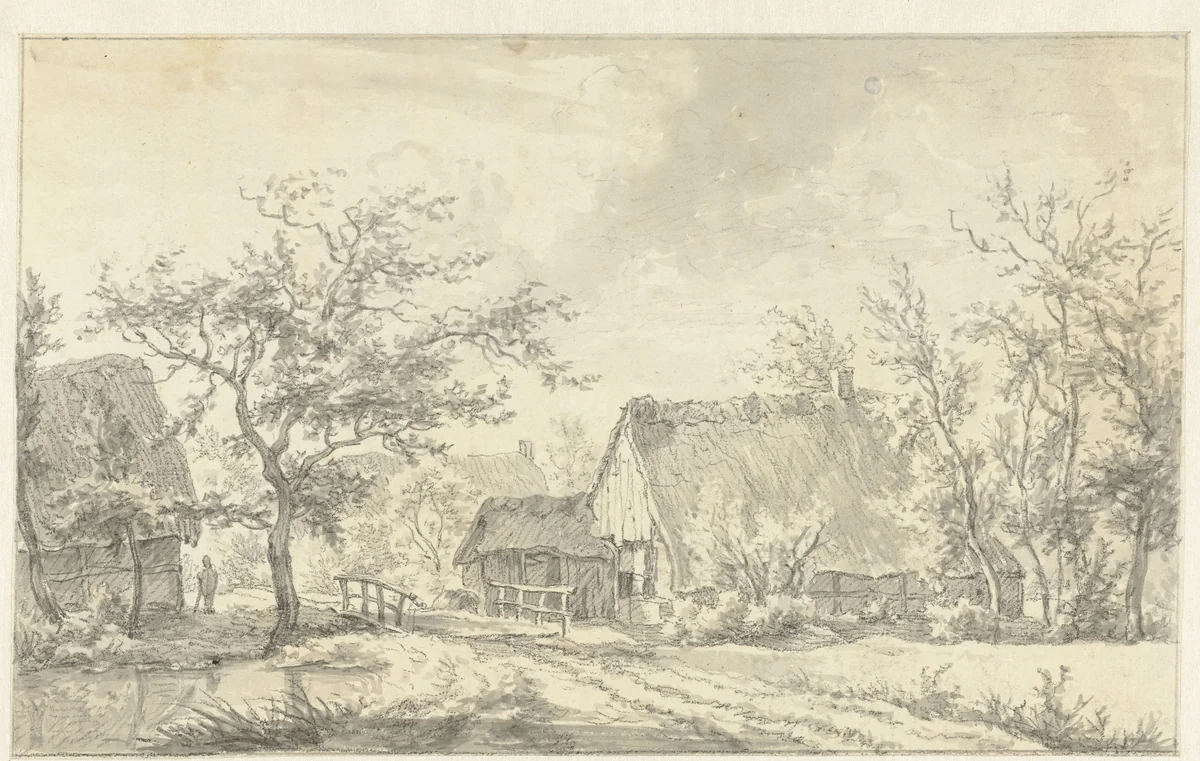 Boerderijen bij Beilen in Drenthe by Egbert van Drielst, drawing, 1755-1818