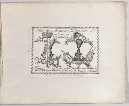 Landscape containing four silhouettes by anonymous, book, 1793-1800