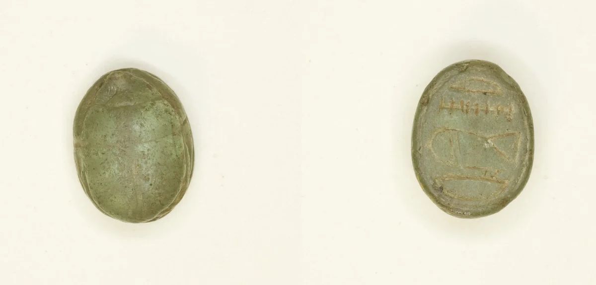 Scarab: Hieroglyphs (?) by Egyptian, other, -1985--1550