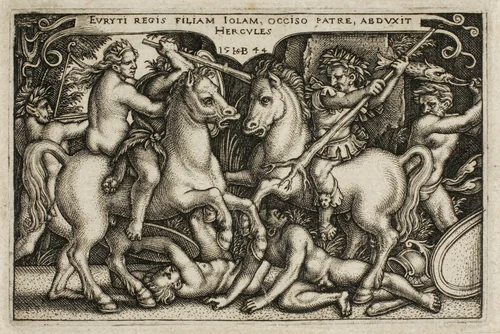 Hercules and Iole, from The Labors of Hercules by Sebald Beham, print, 1544