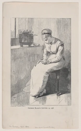 George Blake's Letter (The Galaxy, An Illustrated Magazine of Entertaining Reading, Vol. IX) by Winslow Homer, print, 1870