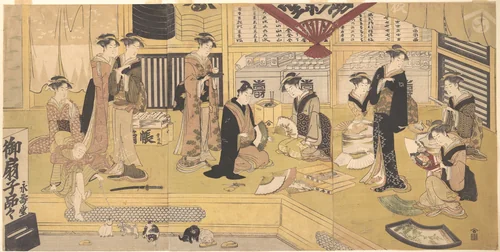 The Mieidō Fan Shop by Utagawa Toyokuni, print, 1785-1793