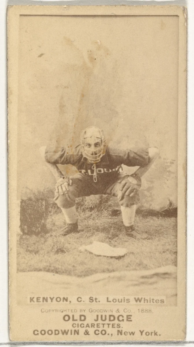 Kenyon, Catcher, St. Louis Whites, from the Old Judge series (N172) for Old Judge Cigarettes by Goodwin & Company, photograph, 1888