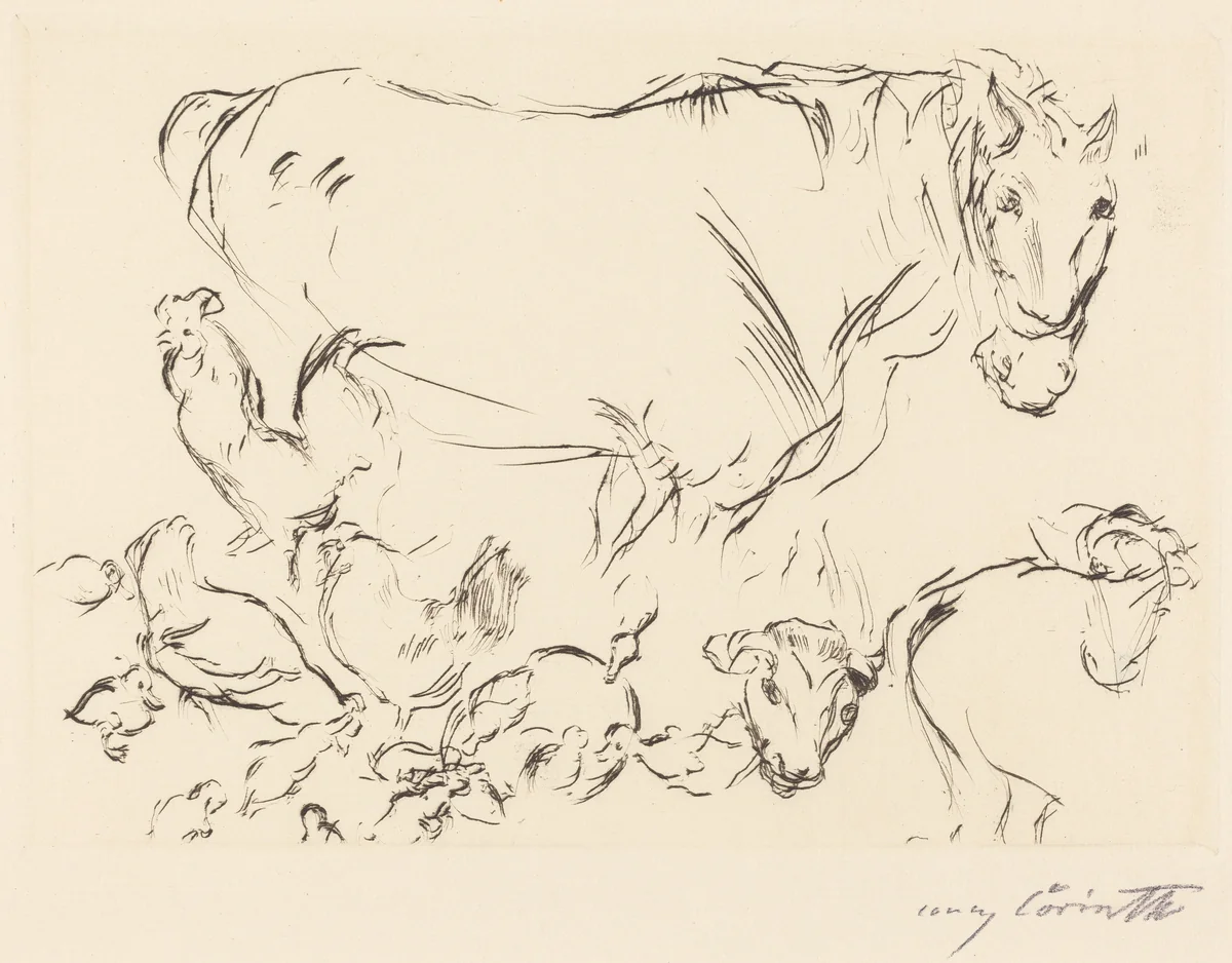 Verschiedene Tierstudien (Animal Studies) by Lovis Corinth, print, 1917