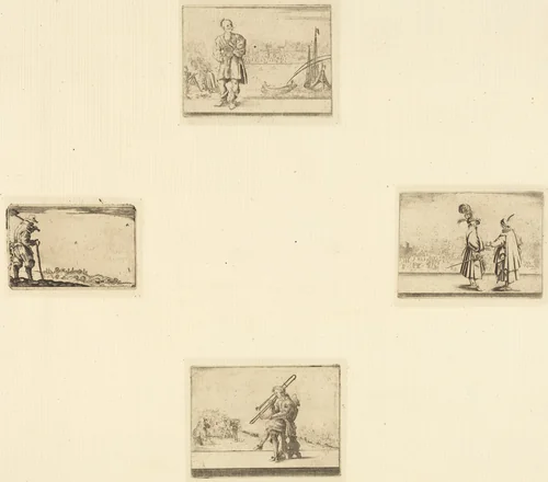 Sheet of Etchings by Jacques Callot, print, 1600-1699