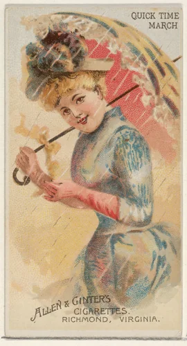 Quick Time March, from the Parasol Drills series (N18) for Allen & Ginter Cigarettes Brands by Allen & Ginter, print, 1888