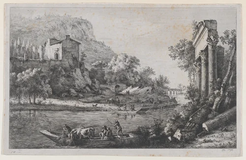 River Crossing by Jean Jacques de Boissieu, print, 1796