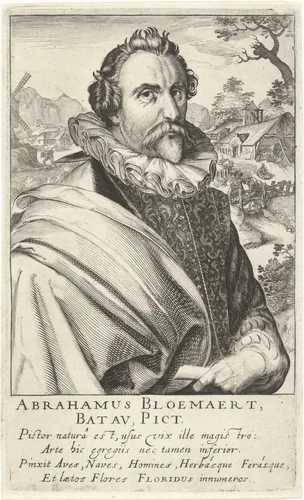 Portret van Abraham Bloemaert by Simon Frisius, print, 1610