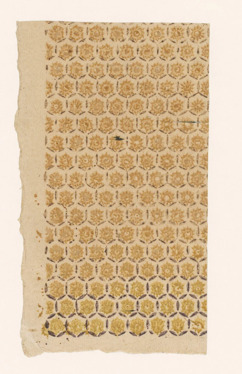 Blad met honingraatpatroon van bloemmotief by anonymous, print, 1750-1900