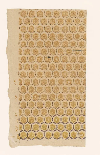 Blad met honingraatpatroon van bloemmotief by anonymous, print, 1750-1900