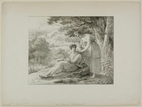 Two Figures in a Landscape by Louis Hersent, print, 1819