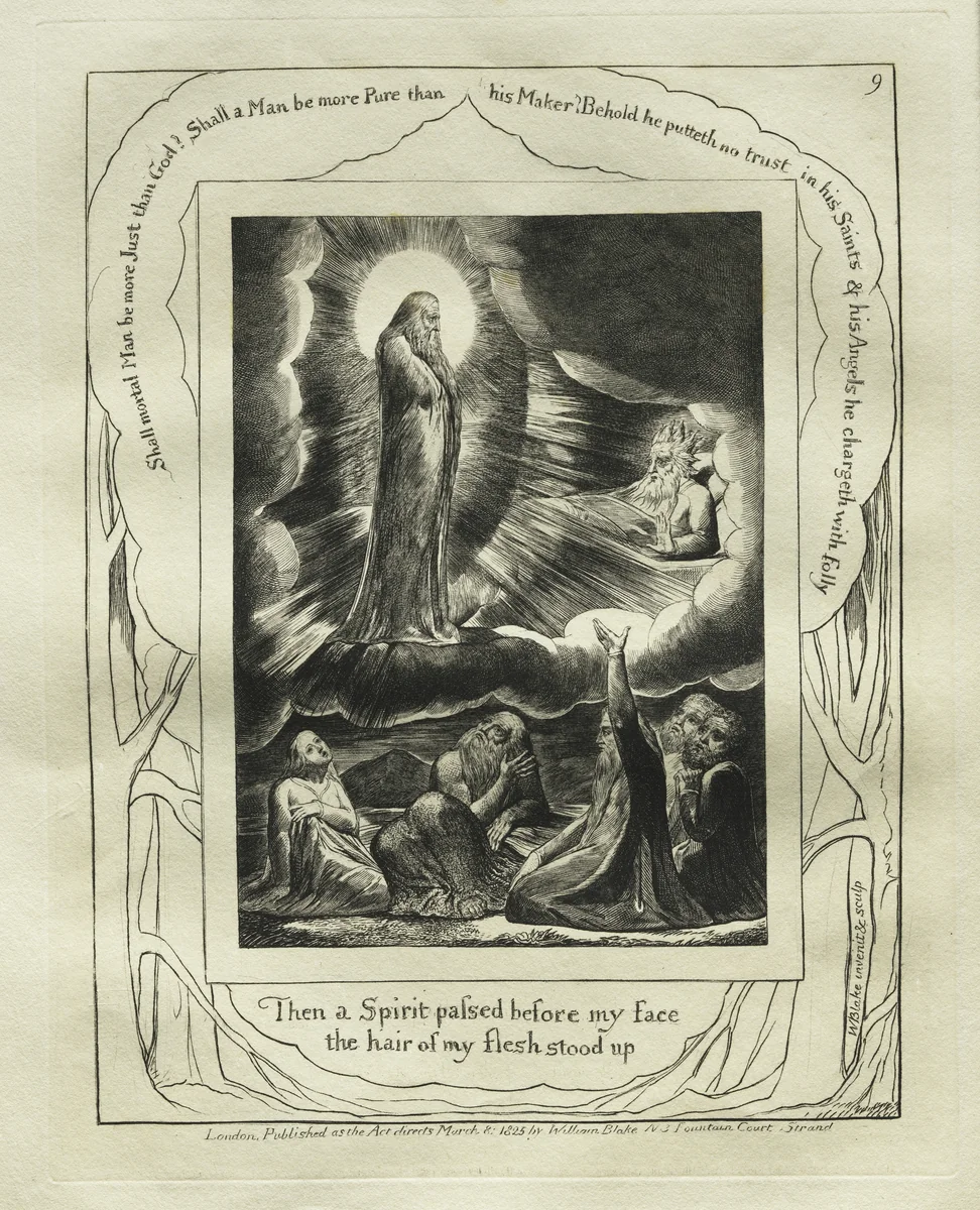 The Book of Job: Pl. 9, Then a Spirit passed before my face / the hair of my flesh stood up by William Blake, print, 1825