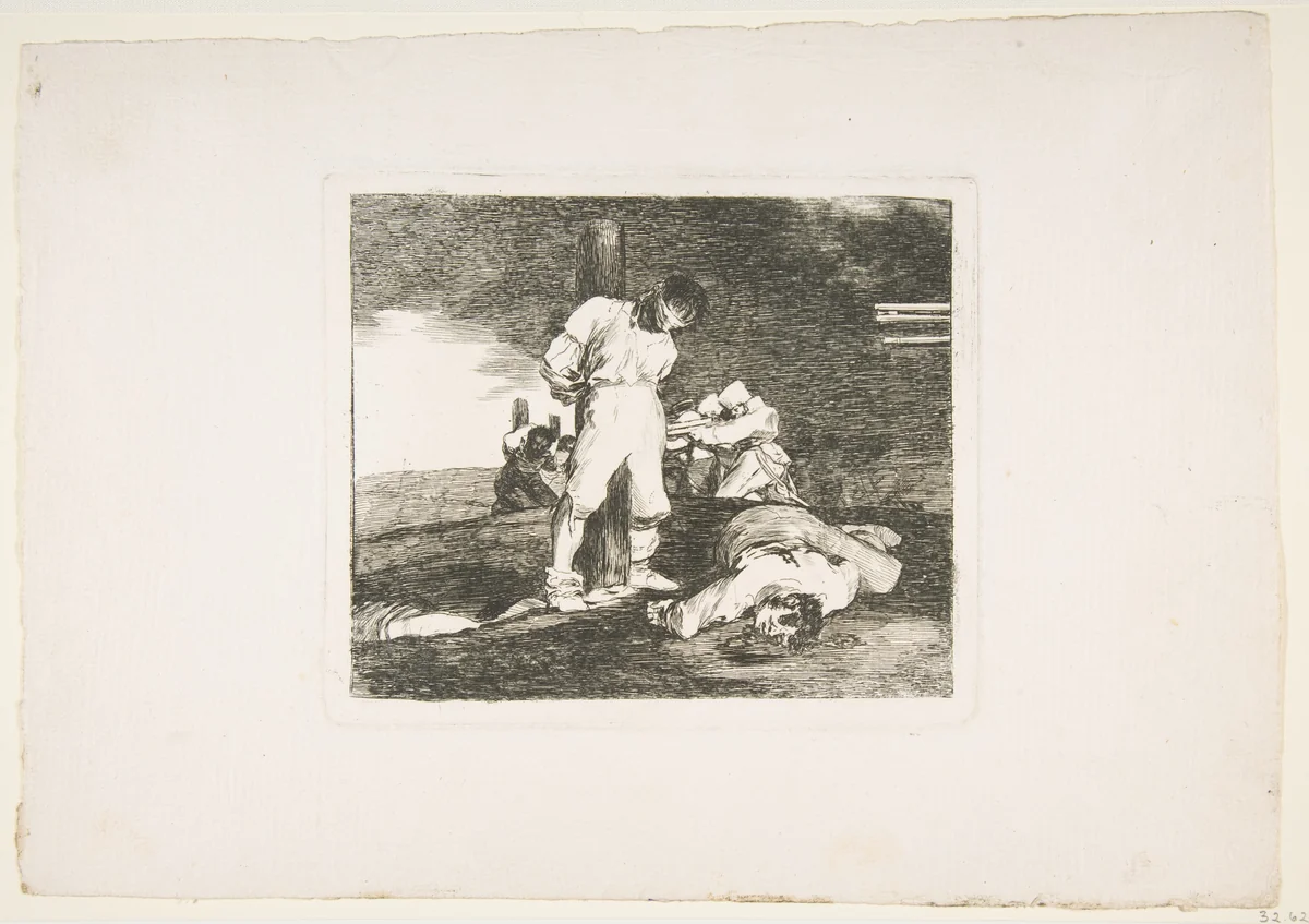 Plate 15 from "The Disasters of War" (Los Desastres de la Guerra): 'And there is no help' (Y no hai remedio) by Goya, print, 1810