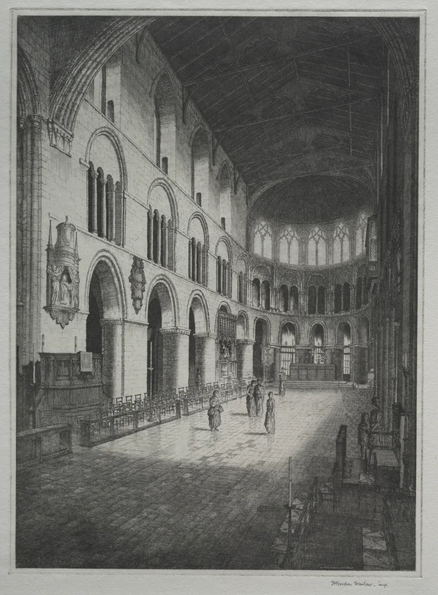 St. Bartholomew's Church, Interior by Herbert Gordon Warlow, print