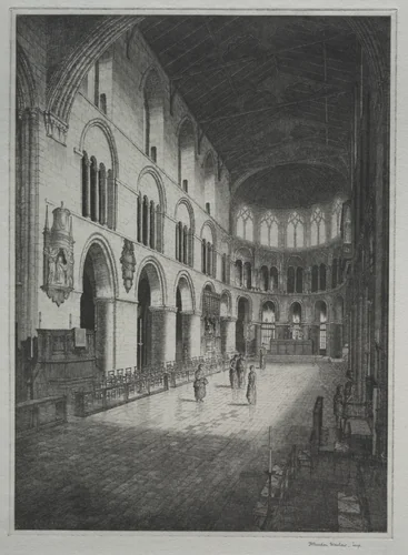 St. Bartholomew's Church, Interior by Herbert Gordon Warlow, print
