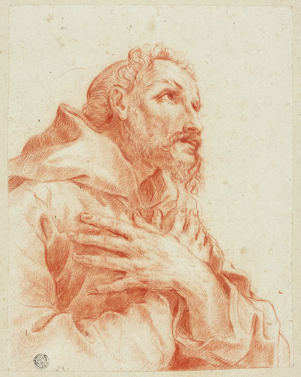 Bust of Male Saint Praying by Joachim von Sandrart, drawing, 1626-1688