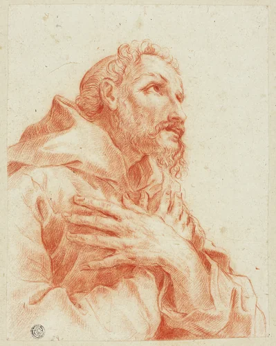 Bust of Male Saint Praying by Joachim von Sandrart, drawing, 1626-1688