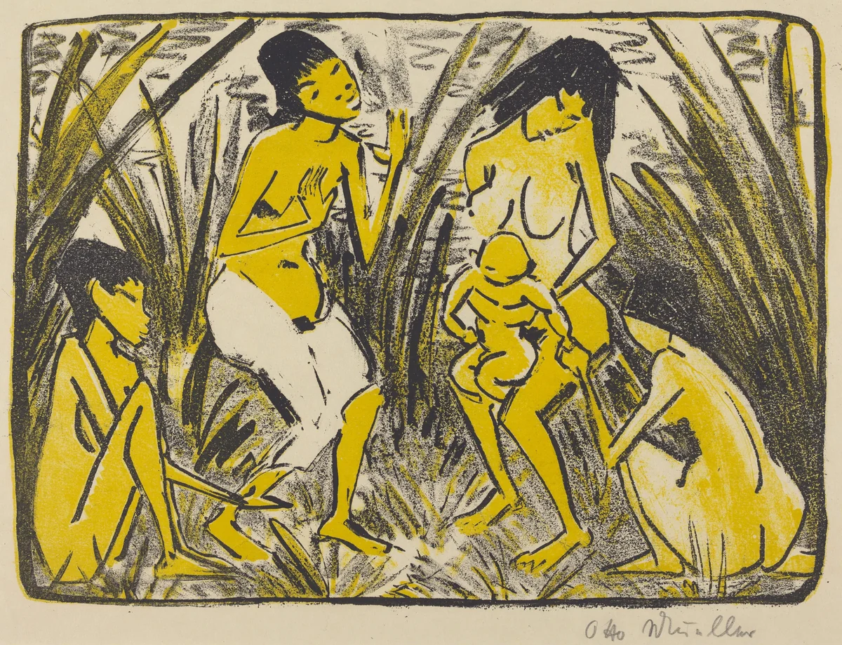 Finding of Moses (Auffindung des Moses) by Otto Mueller, print, 1920