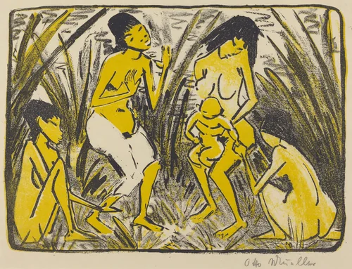 Finding of Moses (Auffindung des Moses) by Otto Mueller, print, 1920