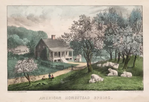 American Homestead, Spring by James Merritt Ives, print, 1869