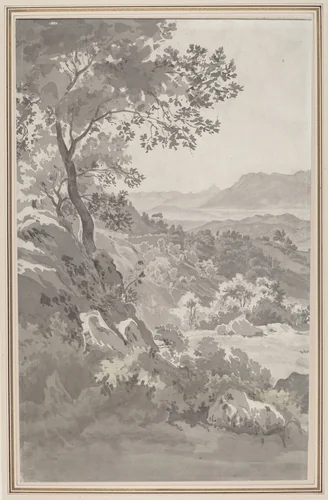 Valley in the Italian Campagna by Dutch 19th Century, drawing, 1820-1829