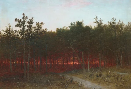 Twilight in the Cedars at Darien, Connecticut by John Frederick Kensett, artwork, 1872
