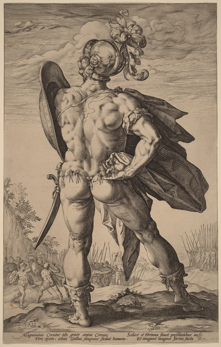 Marcus Valerius Corvus by Hendrick Goltzius, print, 1586