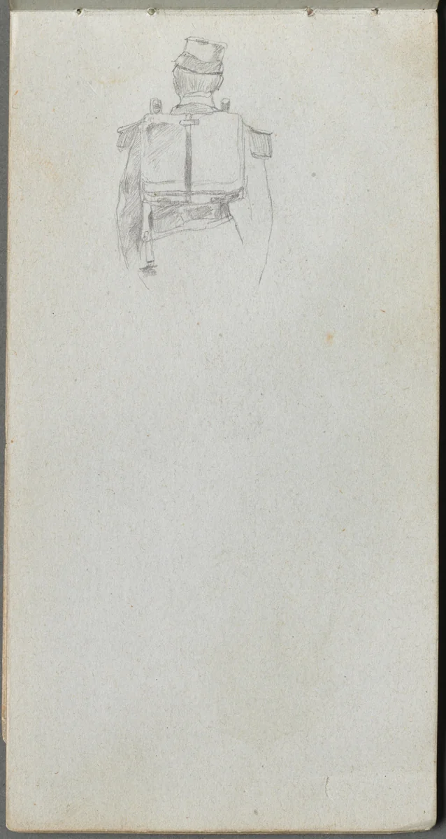 Sketchbook, page 08: Study of a Soldier from behind by Ernest Meissonier, book, 1860-1869