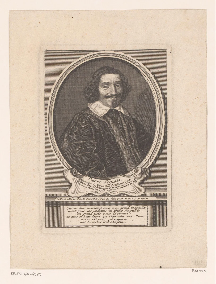Portret van Pierre Séguier by Étienne Desrochers, print, 1726
