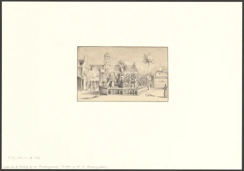 Gezicht op de fontein op de tweede binnenplaats van het Oude Doolhof aan de Prinsengracht by Hilmar Johannes Backer, drawing, 1814-1845