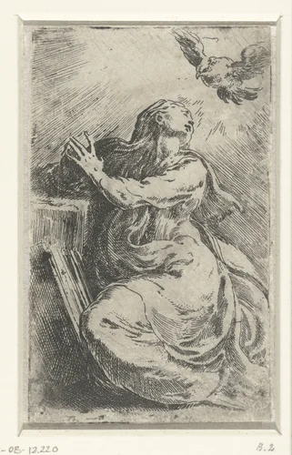 Annunciatie by Parmigianino, print, 1524-1540