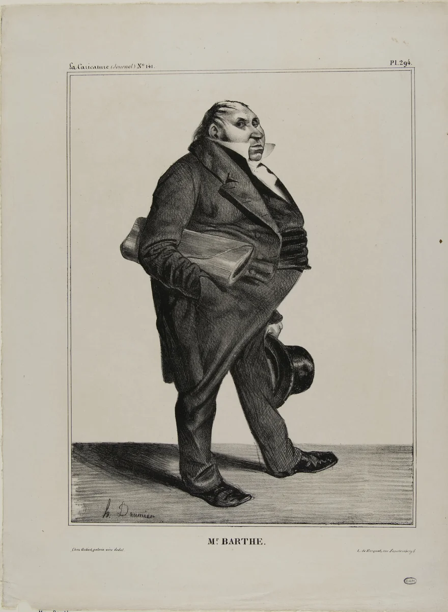 Mr. Barthe, plate 294 from Célébrités de la Caricature by Honoré-Victorin Daumier, print, 1833
