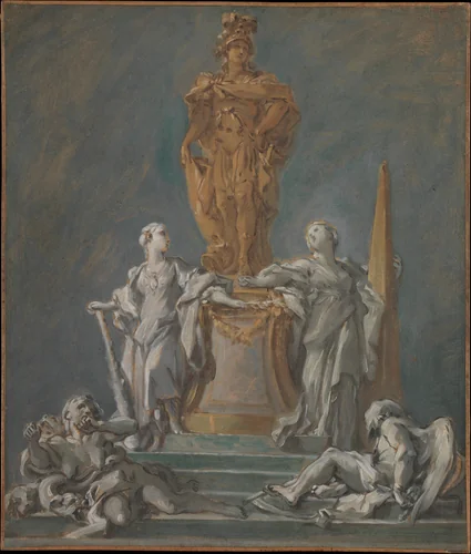 Study for a Monument to a Princely Figure by François Boucher, drawing, 1723-1770