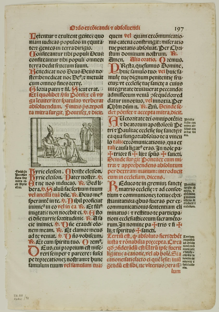 Leaf from Pontificale Romanum, plate 91 from Woodcuts from Books of the XVI Century by Unknown Artist, print, 1572