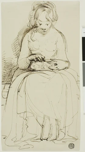 Young Woman with a Box by Maria Louisa Catherine Cecilia Cosway, drawing, 1785-1795