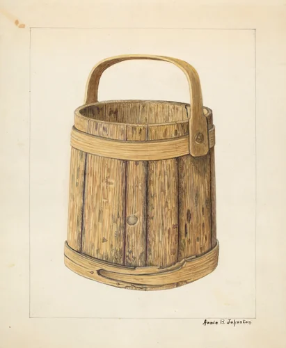 Wooden Sugar Bucket by Annie B. Johnston, index of american design, 1938