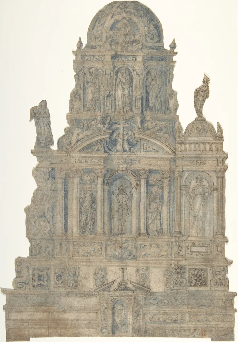Project for a Monumental Tomb by anonymous, drawing, 1500-1599