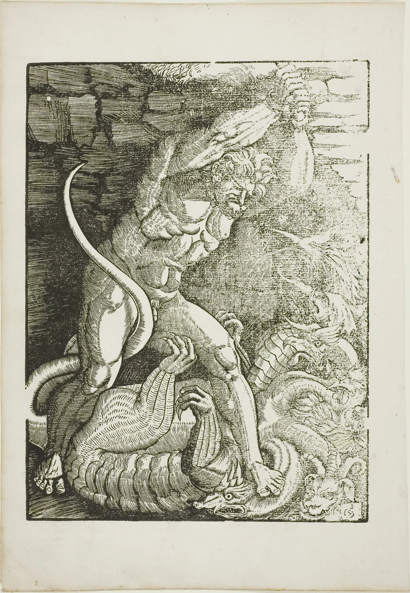 Hercules Killing the Lernean Hydra, from Scenes from the Life of Hercules by Gabriel Salmon, print, 1523-1533