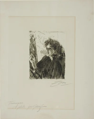 Girl with a Cigarette II by Anders Zorn, print, 1891