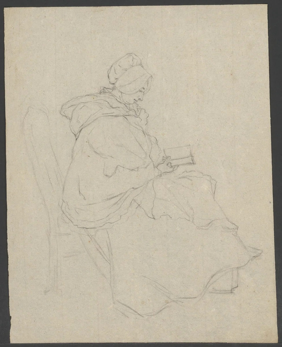 Lezende vrouw by anonymous, drawing, 1800-1899