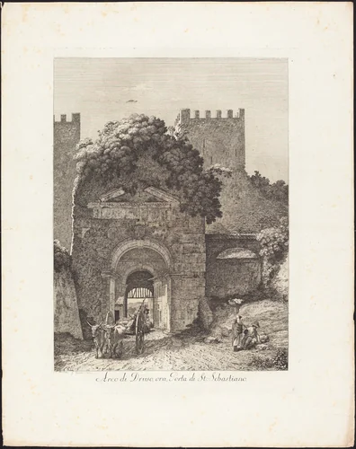 Arco di Druso, ora porta di San Sebastiano by Jacob Wilhelm Mechau, portfolio, 1745-1808