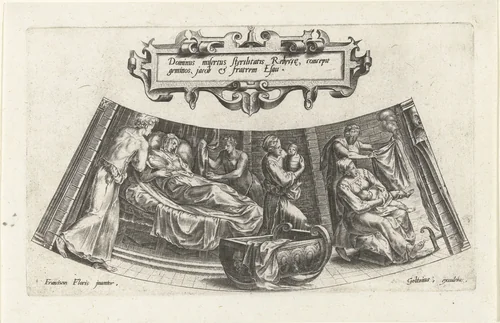 De geboorte van Jakob en Esau by Cornelis Cort, print, 1563-1601