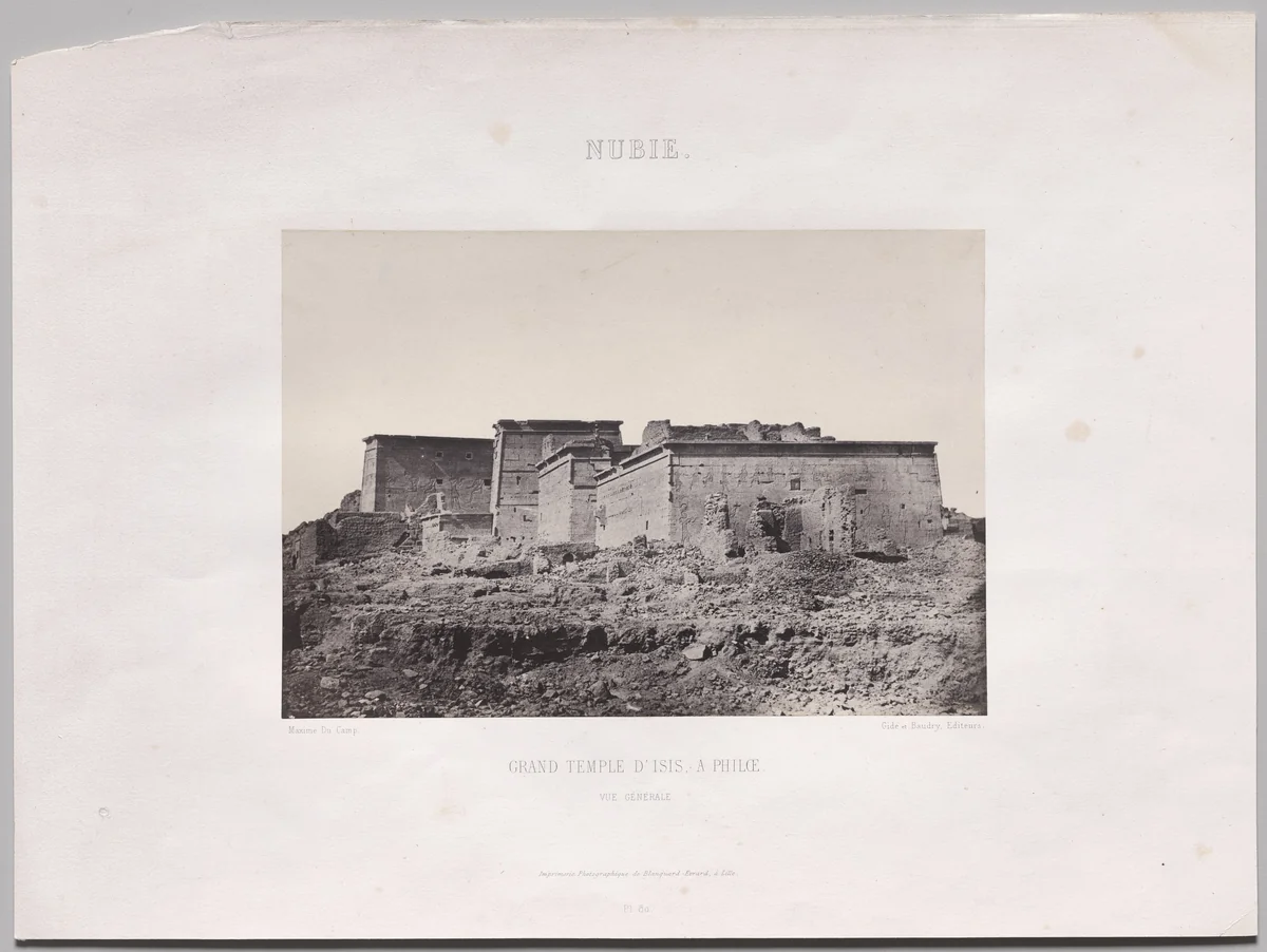 Grand Temple D’Isis, à Philoe (vue générale prise du nord), Nubie by Maxime Du Camp, photograph, 1850