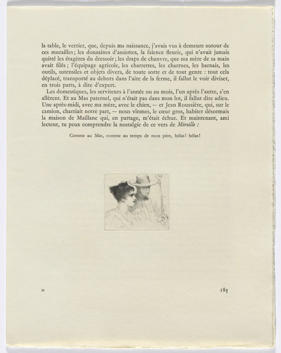Frédéric Mistral: Mémoires et Recits by Frédéric Mistral: bust of a man and a woman (page 185) by Auguste Brouet, other, 1937