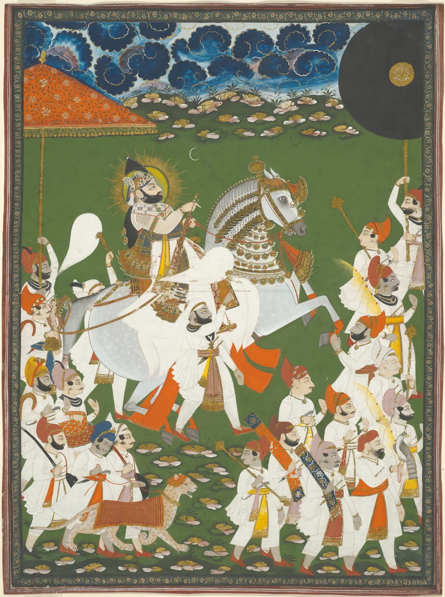 Maharana Bhim Singh in Procession by Ghasi, painting, 1815-1825